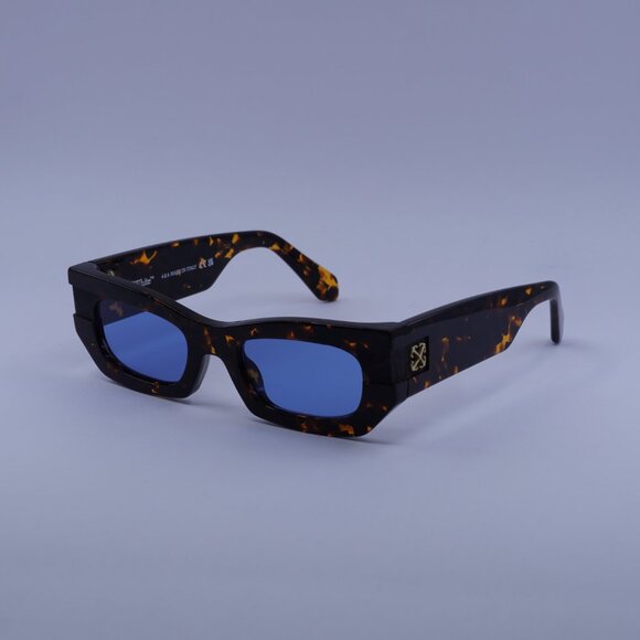 Off-White OERI147 BELLEVILLE 6045 Sunglasses Havana Cat Eye Frame, Blue Lenses - Picture 3 of 10